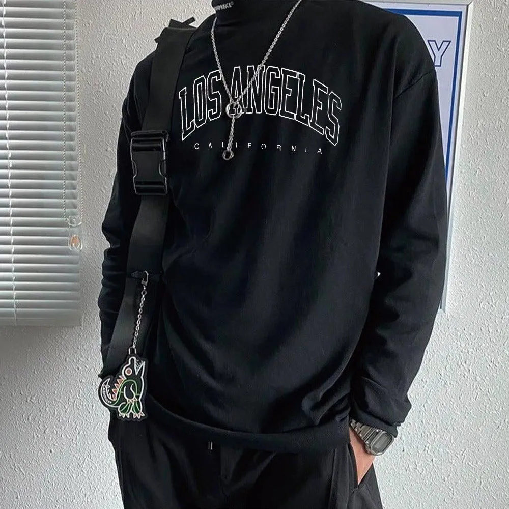 Los Angeles Print Men's Casual Long Sleeve T-Shirts-B sold by Shopnova
