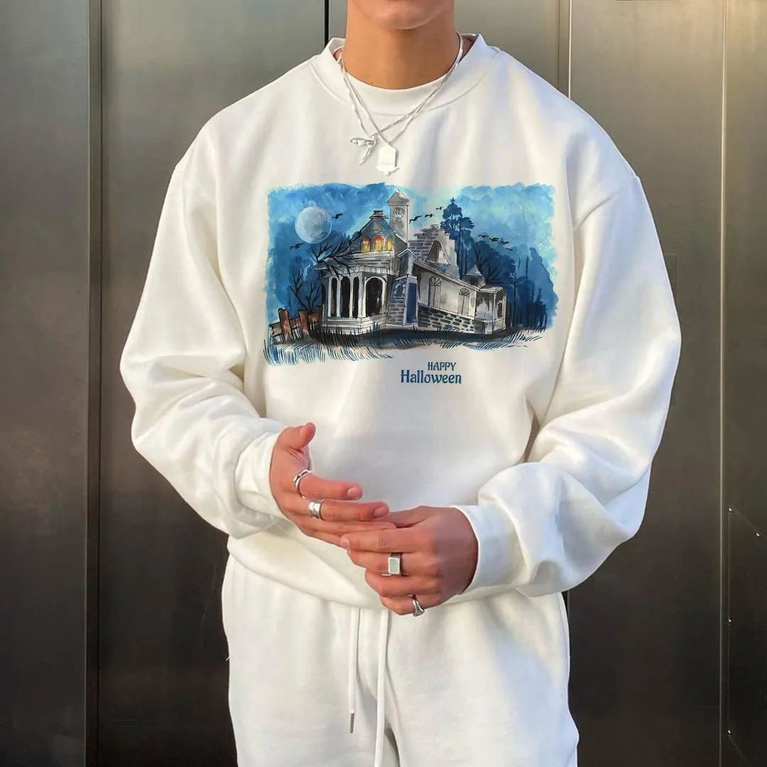 Halloween Graphic Print Casual Men's Crewneck Sweatshirt sold by Shopnova