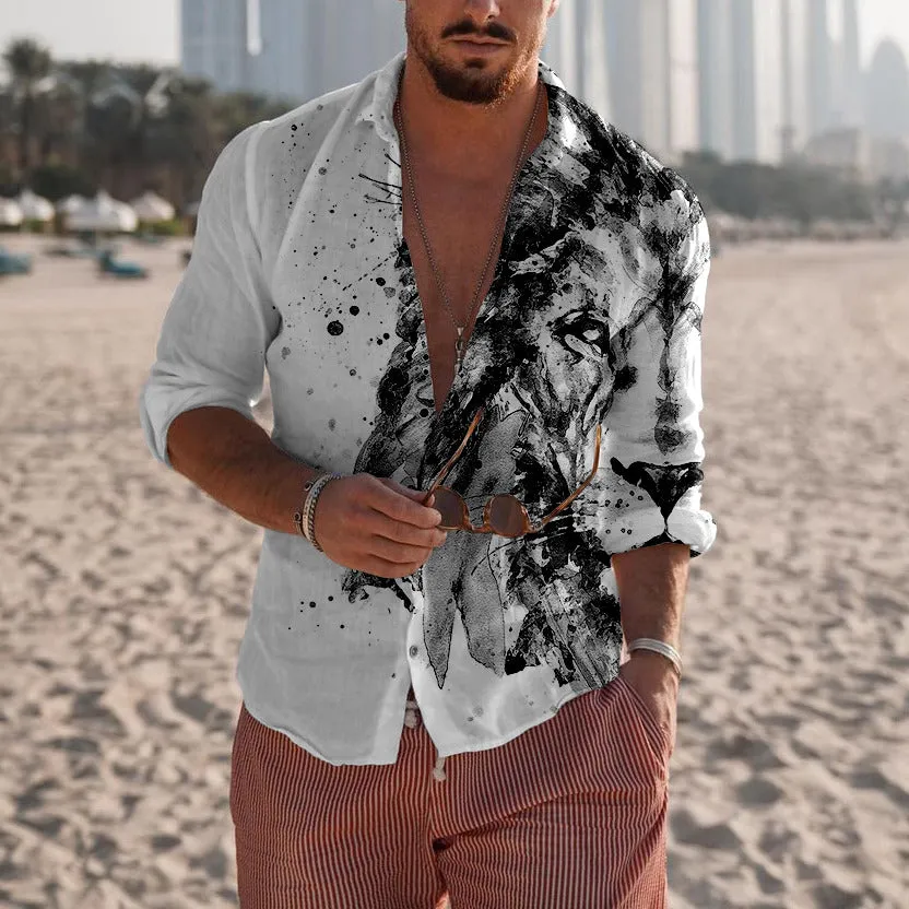 Personalized Trendy Fashion Printed Long Sleeve Simple Shirt sold by Shopnova product image thumbnail 3