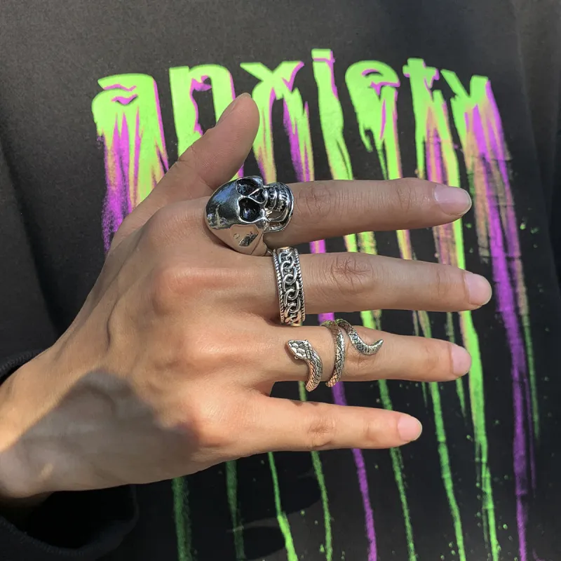 Skull Boa Design 3 Piece Combination Ring sold by Shopnova
