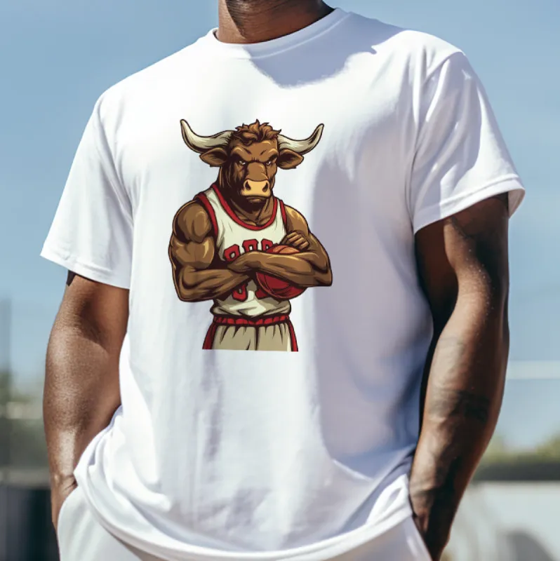 Slam Dunk Bull Basketball Player Print T-Shirt made by Shopnova