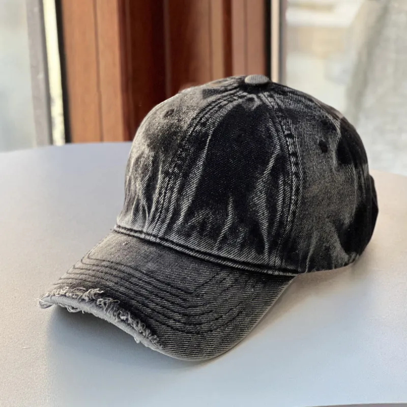 Retro Solid Color Washed Ripped Cap Hat sold by Shopnova