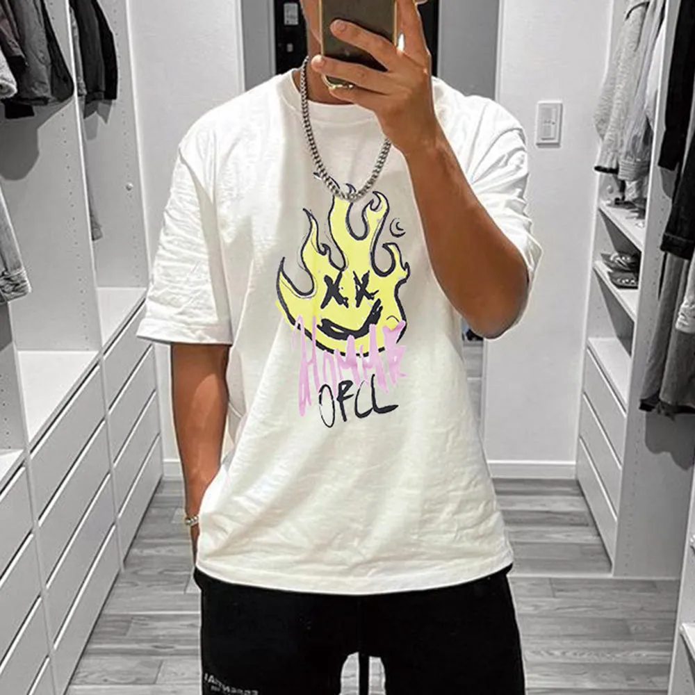 Graphic Print Loose Men's Short Sleeve T-Shirt sold by Shopnova