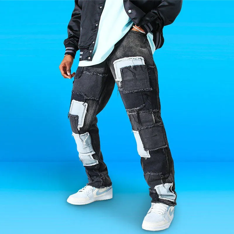 Clearance-Casual patchwork jeans-L sold by Shopnova