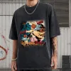 Angel and Devils Print Men's Washed Black Cotton Tee sold by Shopnova