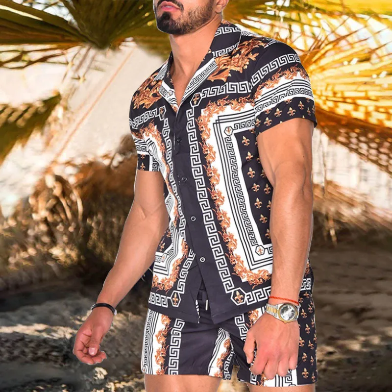 Men's Hawaiian Shirt & Shorts Set Two Pieces sold by Shopnova