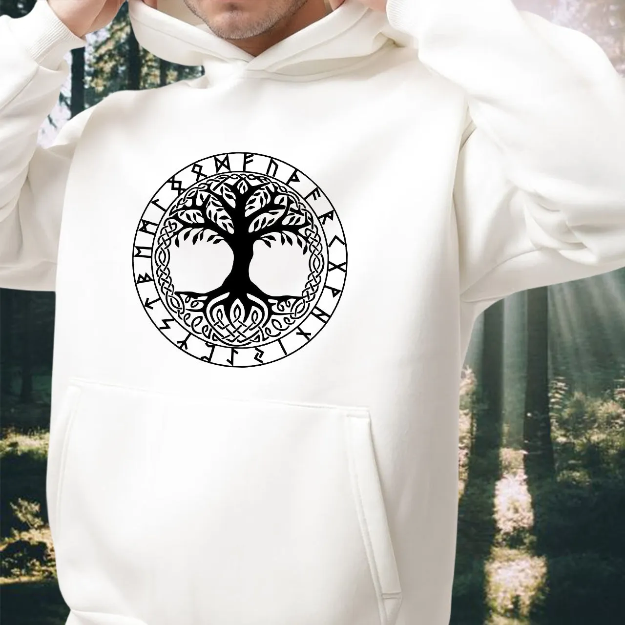 Nordic Mythology Yggdrasil Tree Printed Fleece Hoodie sold by Shopnova product image thumbnail 2