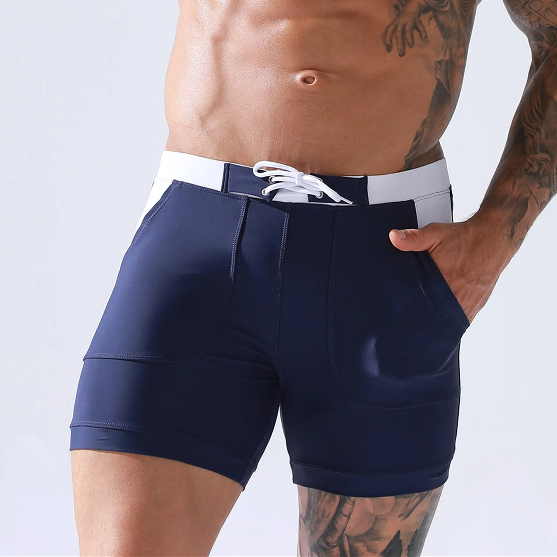 Men's Summer Drawstring Swim Trunks wit Pocket sold by Shopnova