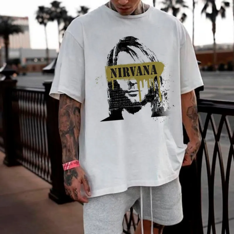 Nirvana Vintage Graphic Print Crew Neck Casual Men's T-Shirt made by Shopnova