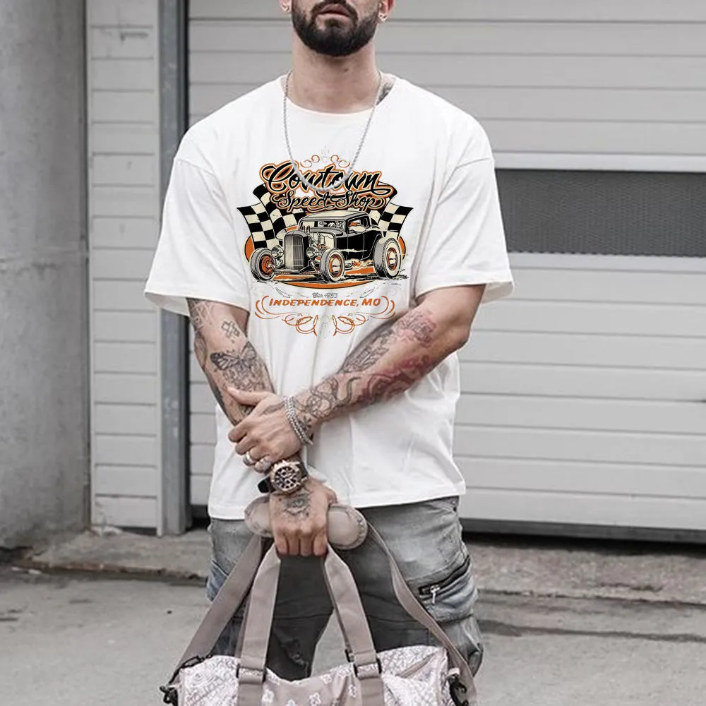 Racing Letter Graphic Print Casual Short Sleeve Men's T-Shirt sold by Shopnova product image thumbnail 2