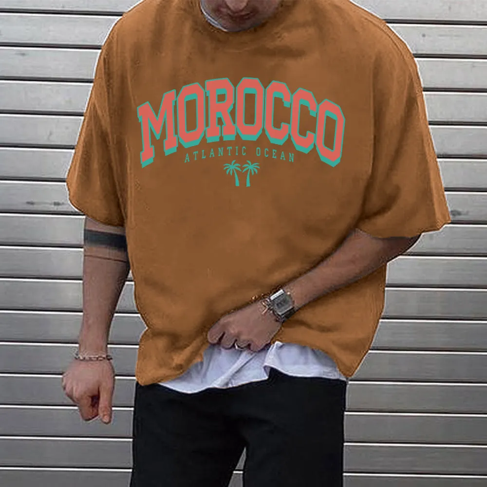 MOROCCO Graphic Print Loose Men's Short Sleeve T-Shirt sold by Shopnova