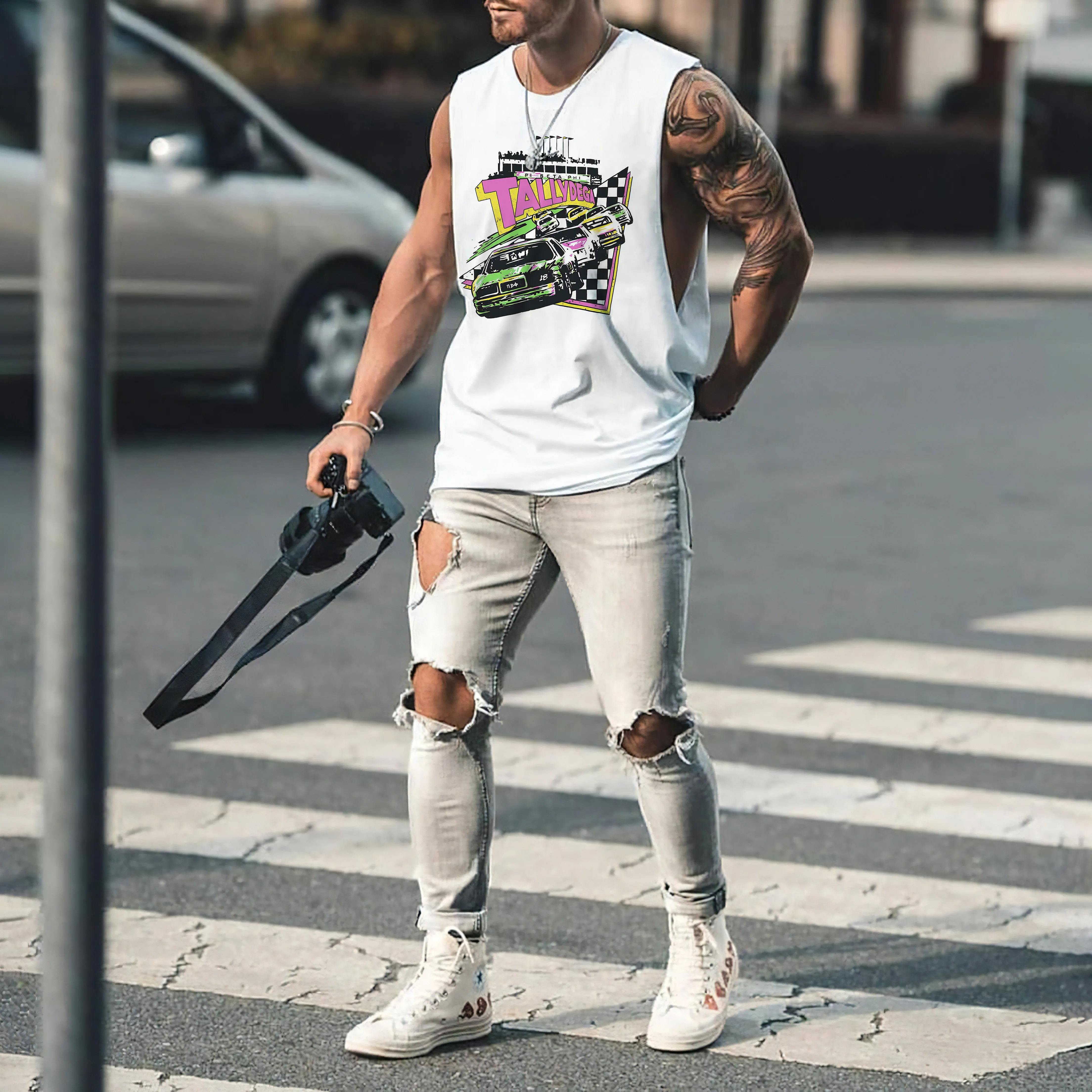 Alphabet Racing Checkerboard Graphic Print Men's Tank Top sold by Shopnova product image thumbnail 2