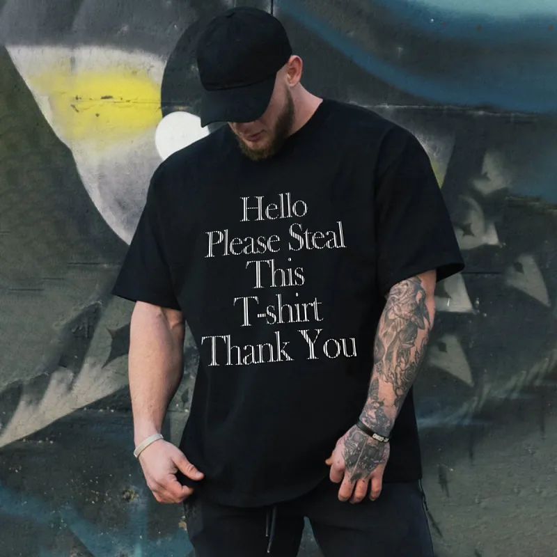 Clearance-Two Tone Thick Plate Rubber Letter Print Loose Men's T-Shirt sold by Shopnova