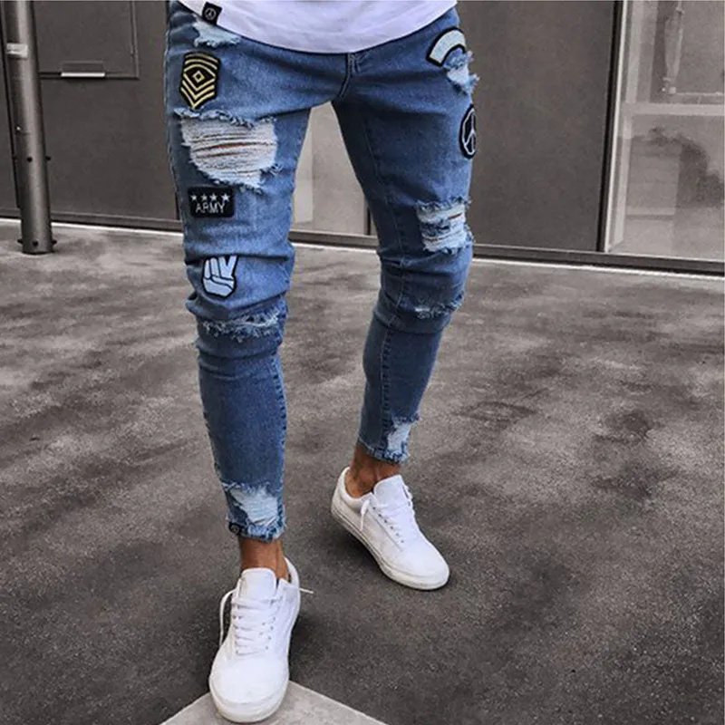 Wool Ripped Patch Denim Pants sold by Shopnova