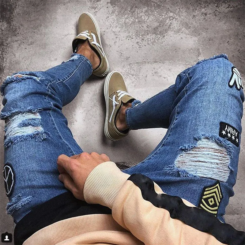 Wool Ripped Patch Denim Pants sold by Shopnova product image thumbnail 4
