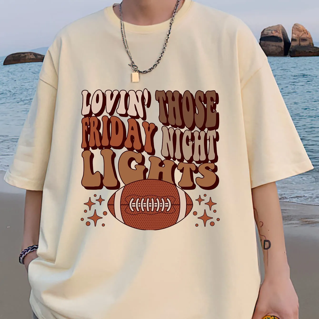 Football Friday Night Print Cotton T-shirt sold by Shopnova product image thumbnail 2