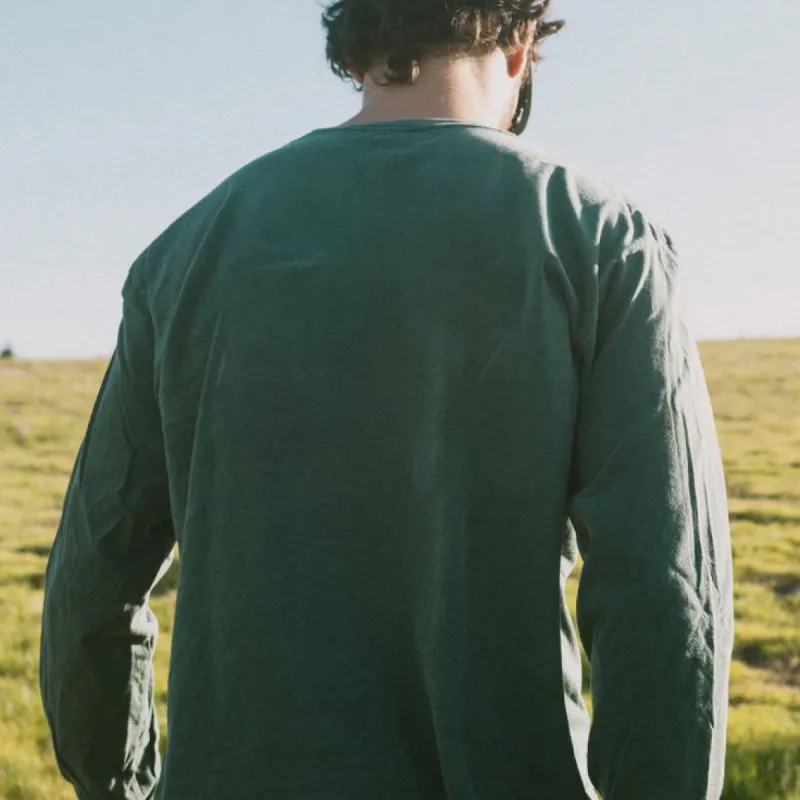 Men's Sage Green Color Long Sleeve T-shirt 230GSM-A sold by Shopnova