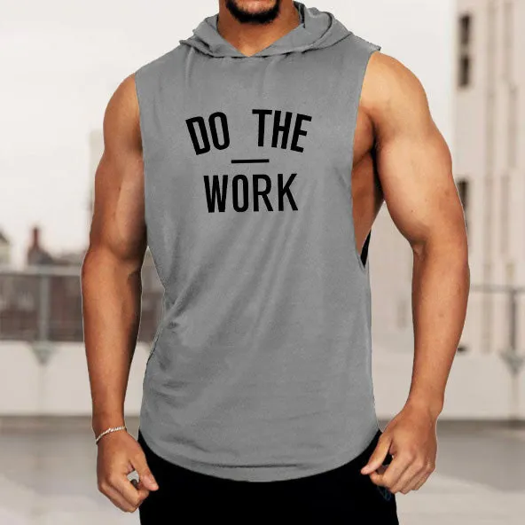 Letter Print Sports Knit Solid Summer Hooded T-Shirt Tank Top sold by Shopnova