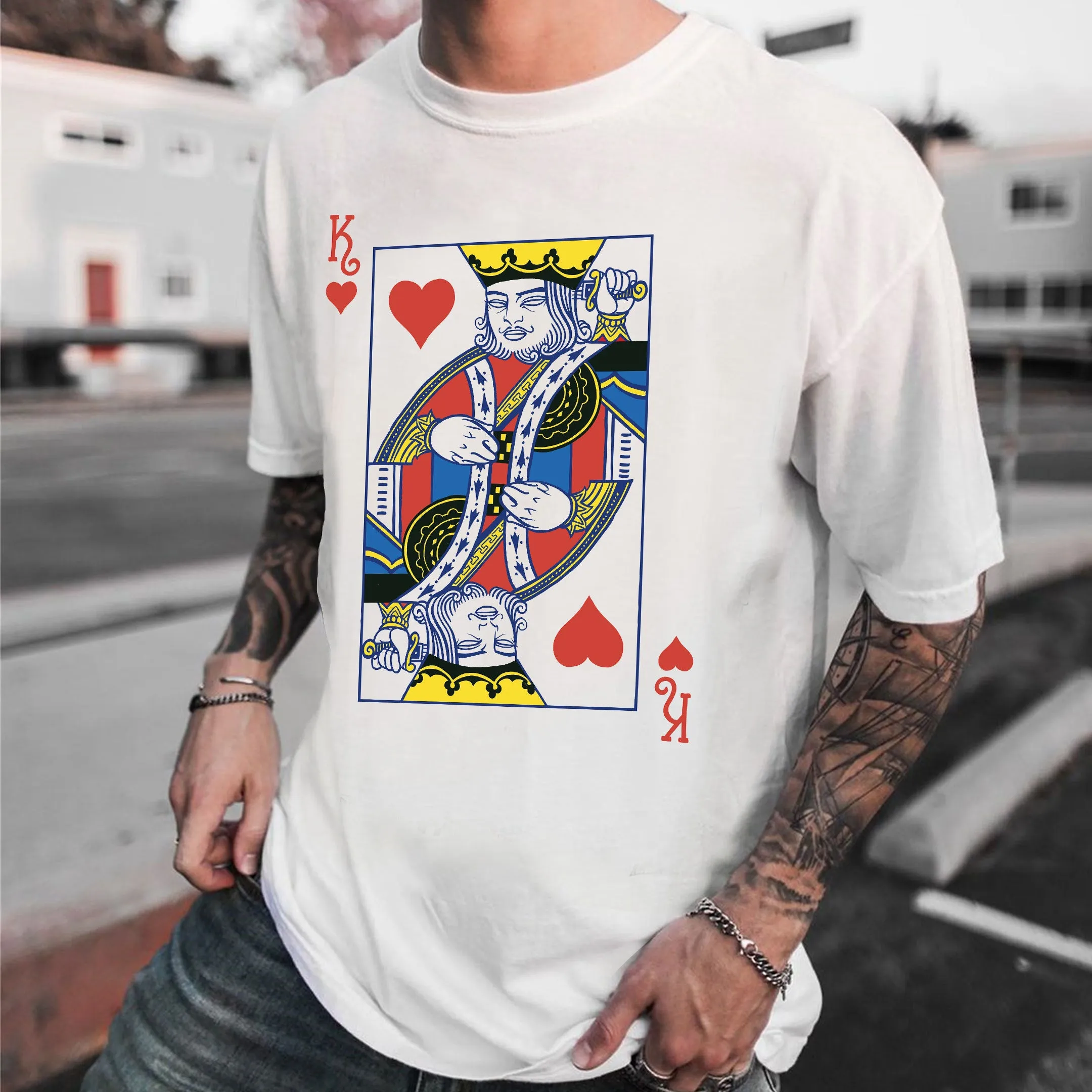 Poker Graphic Print Loose Short Sleeve Men's T-Shirt sold by Shopnova