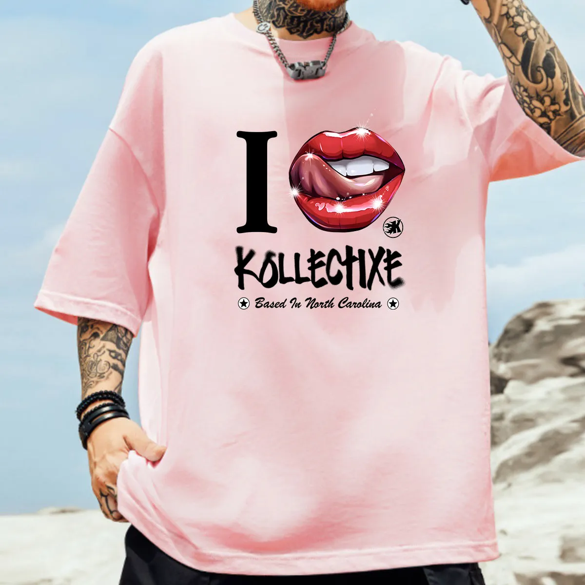 Lip Print Men's Cotton T-shirt sold by Shopnova product image thumbnail 2