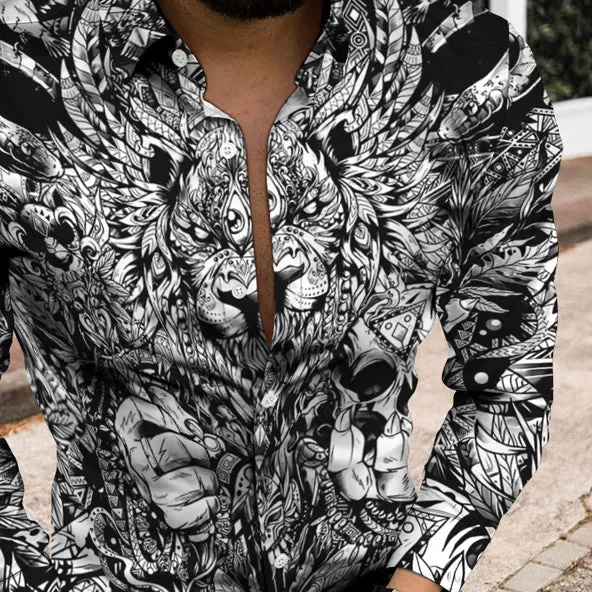 Personality Trend Pattern Casual Beach Vacation Long Sleeve Shirt sold by Shopnova product image thumbnail 2