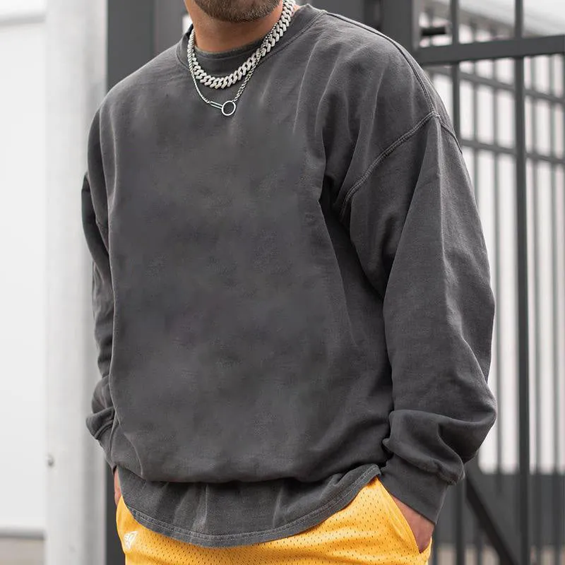 Men's Pure Color Crew Neck Sweatshirts sold by Shopnova