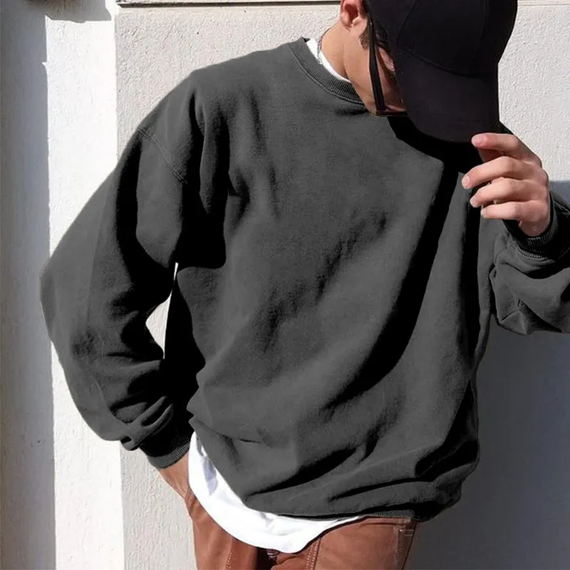 Men's Pure Color Crew Neck Sweatshirts sold by Shopnova product image thumbnail 2