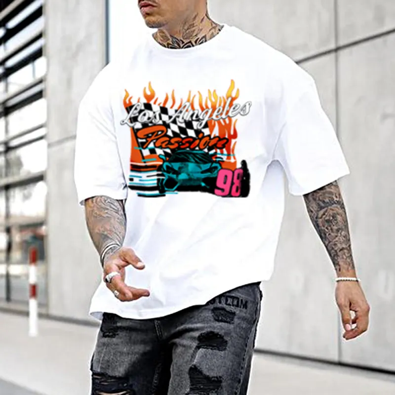 Alphabet Racing Graphic Print Casual Men's T-Shirt sold by Shopnova