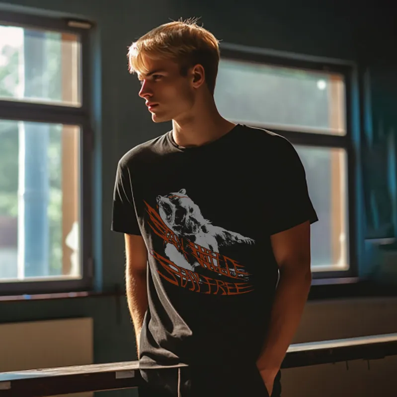 ACE2™ Free And Wild Like A Bear Short Sleeve T-shirts sold by Shopnova
