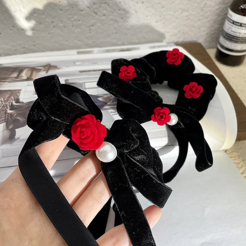 Romantic Vibes Rose and Pearl Ribbon Hair Circle sold by Shopnova
