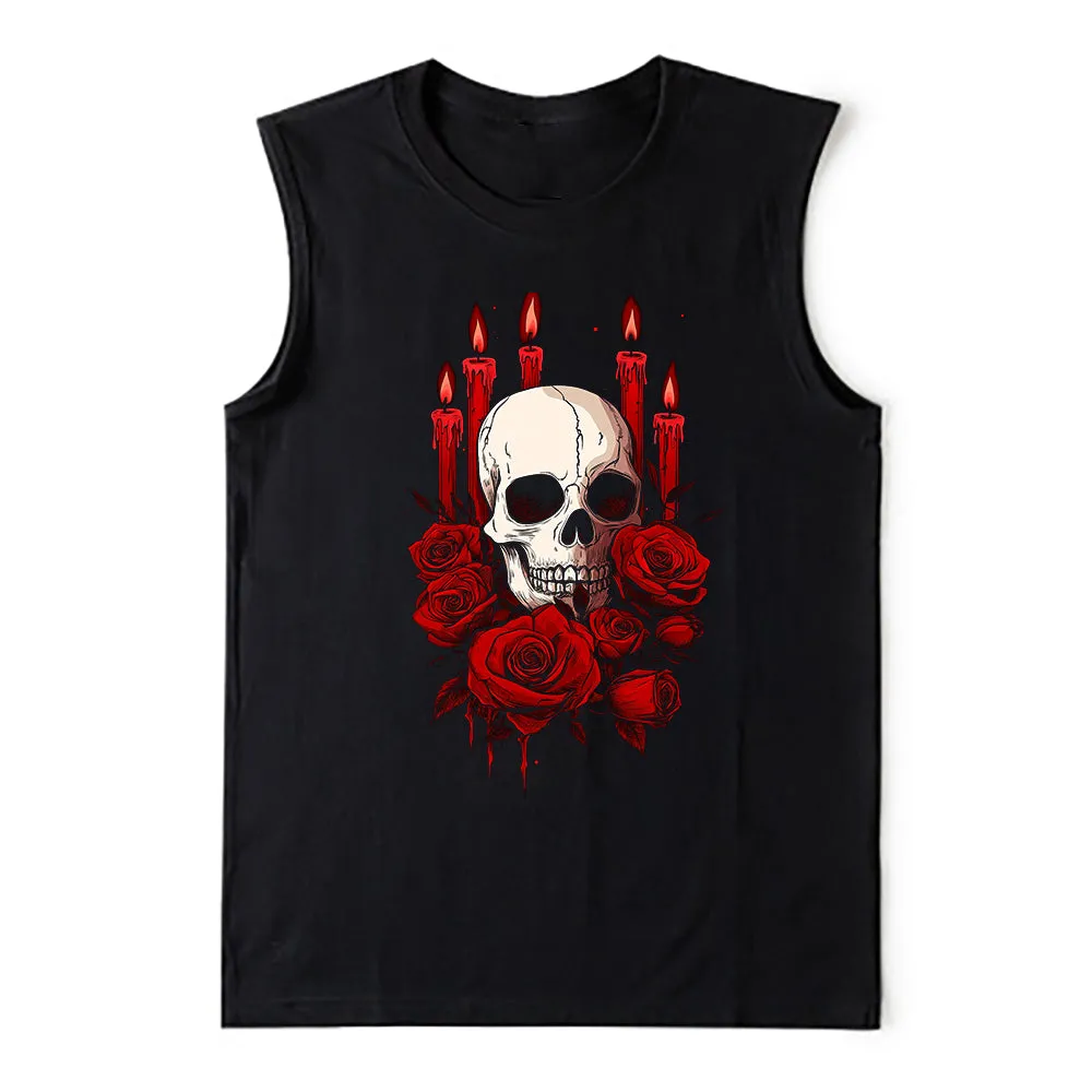 Skull & Red Candles Men's Cotton Tank Top sold by Shopnova product image thumbnail 3