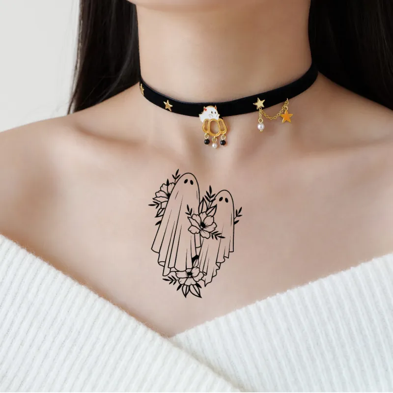 Spooky Season Ghost and Pumpkin Halloween Choker sold by Shopnova