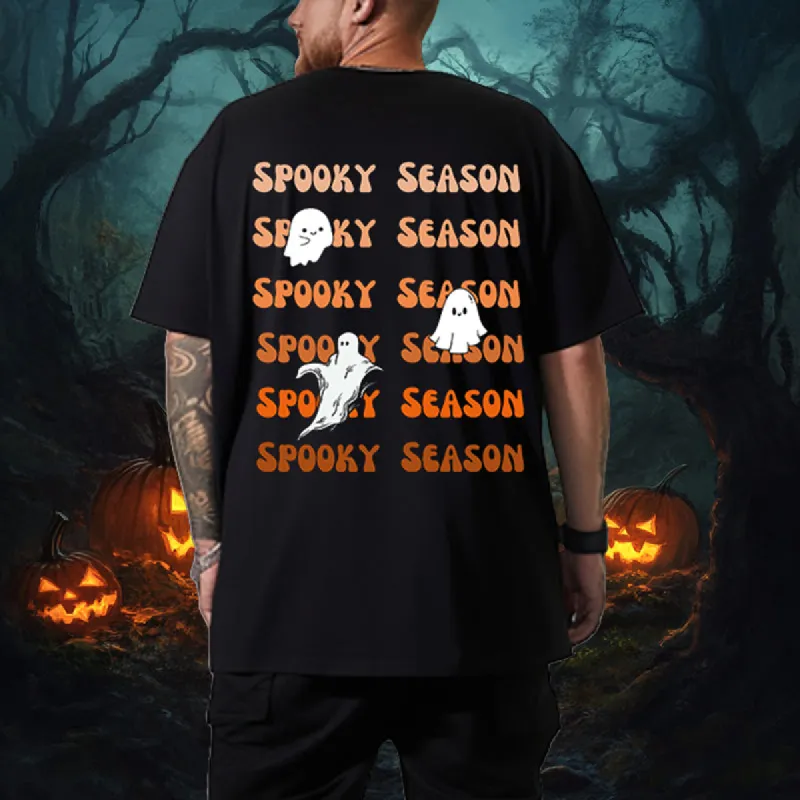 Spooky Ghost Men's Short Sleeve Black T-shirt sold by Shopnova