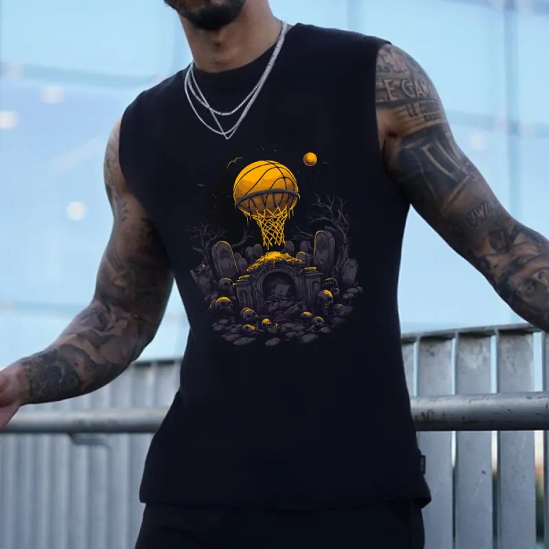 Halloween Vibes Basketball Lover Men's Tank Top sold by Shopnova