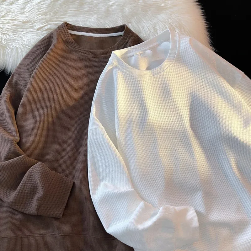 Waffle Texture Crew Neck Sweatshirt 280GSM sold by Shopnova