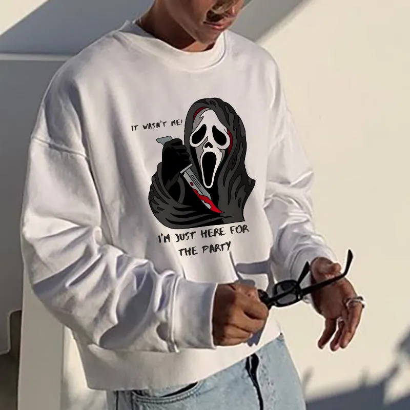 Spooky Vibes Skeleton Print Men's Sweatshirt sold by Shopnova