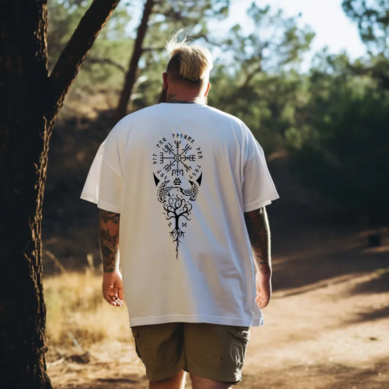 Vegvísir Norse Symbol Viking Runes Print Tee sold by Shopnova product image thumbnail 3