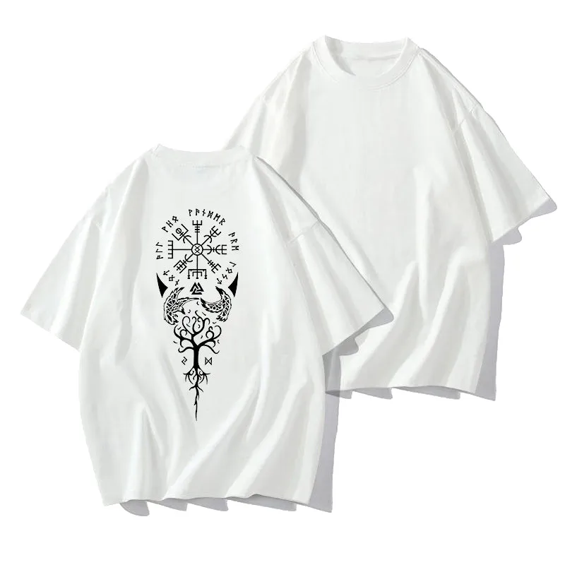 Vegvísir Norse Symbol Viking Runes Print Tee sold by Shopnova product image thumbnail 4
