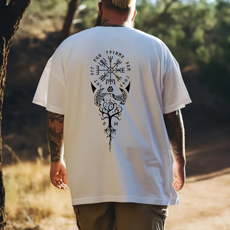 Vegvísir Norse Symbol Viking Runes Print Tee sold by Shopnova product image thumbnail 2