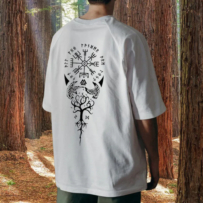 VegvĂsir Norse Symbol Viking Runes Print Tee sold by Shopnova