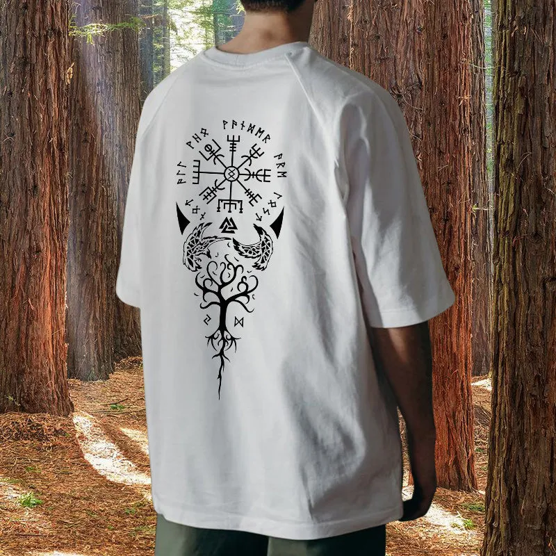 Vegvísir Norse Symbol Viking Runes Print Tee sold by Shopnova