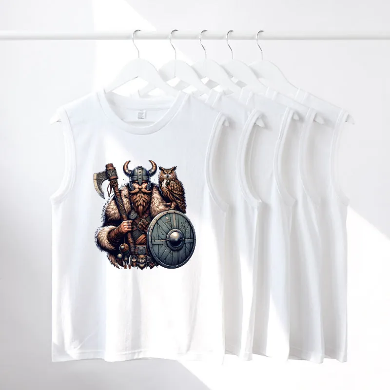 Viking Warrior and Owl Men's Cotton Tank Top sold by Shopnova