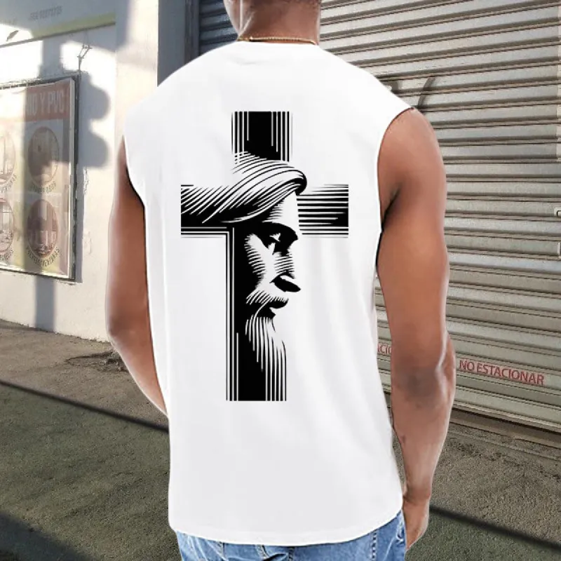 Men's Christian Jesus and Cross Print Vest sold by Shopnova