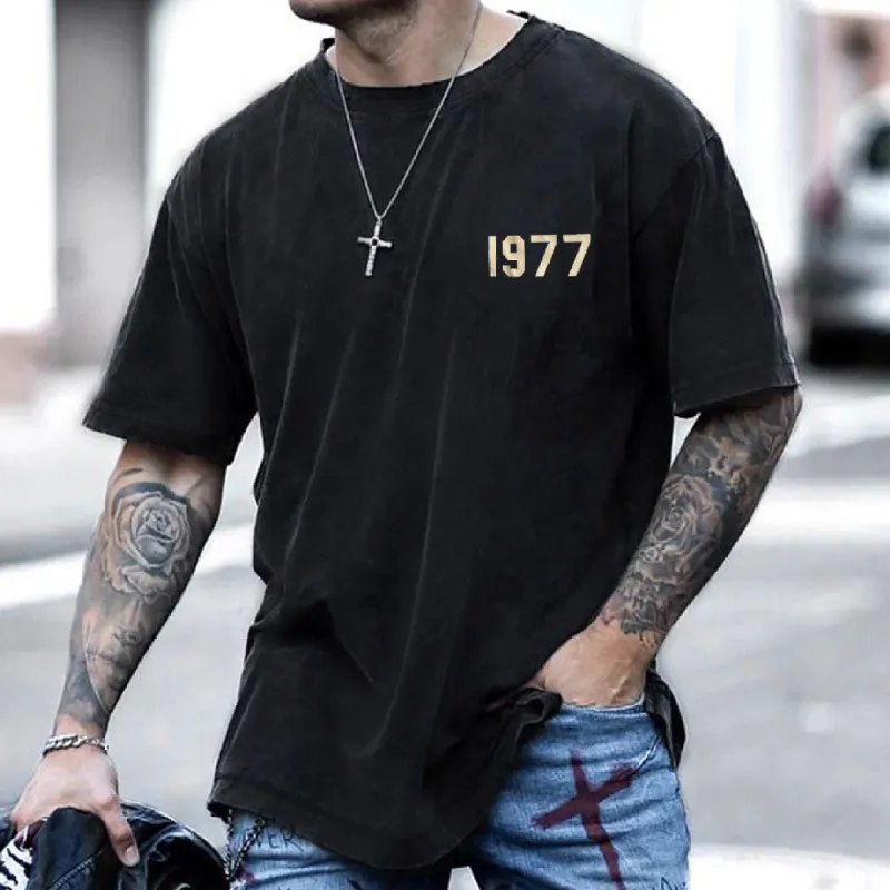 1977 Men's Stylish Round Neck T-Shirts made by Shopnova