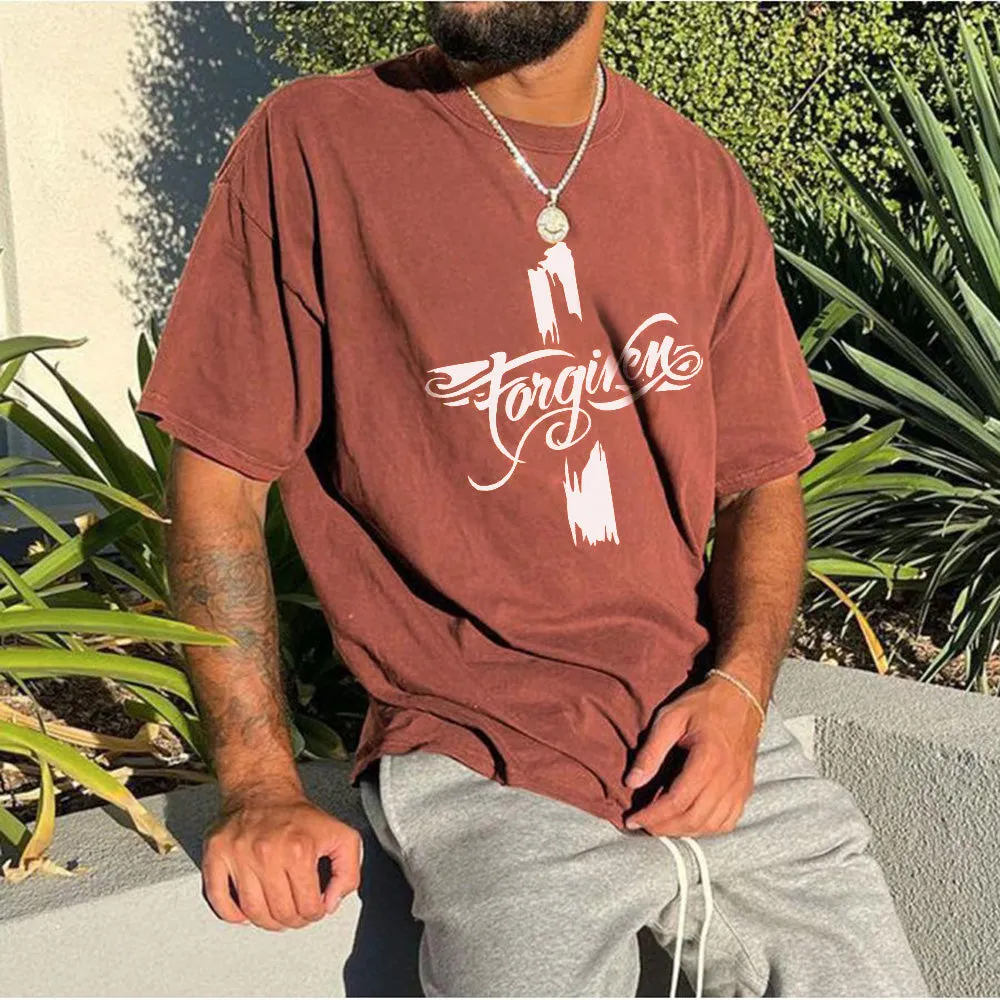 Men's Cross Printed Round Neck T-Shirts sold by Shopnova