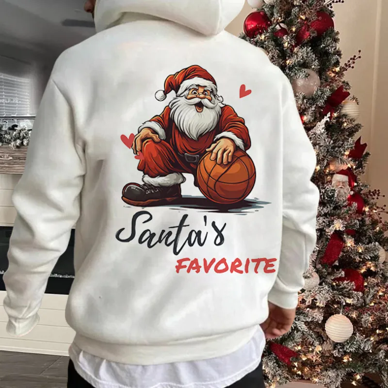 Xmas Basketball Lover Santa's Favorite Men's Fleeced Hoodie sold by Shopnova