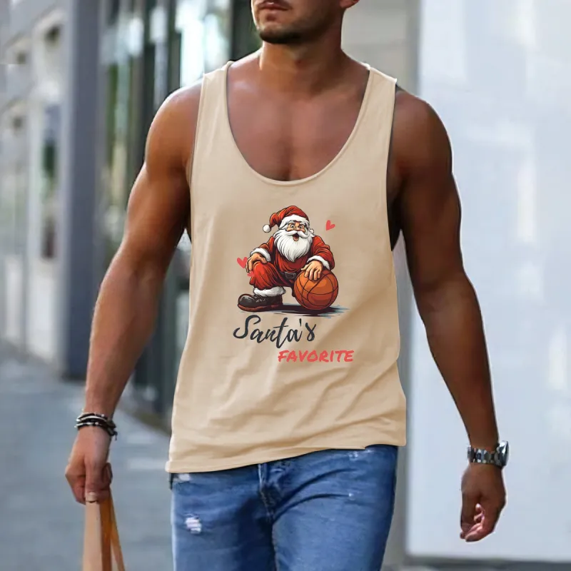 Santa's Favorite Men's Beige Xmas Tank Top sold by Shopnova
