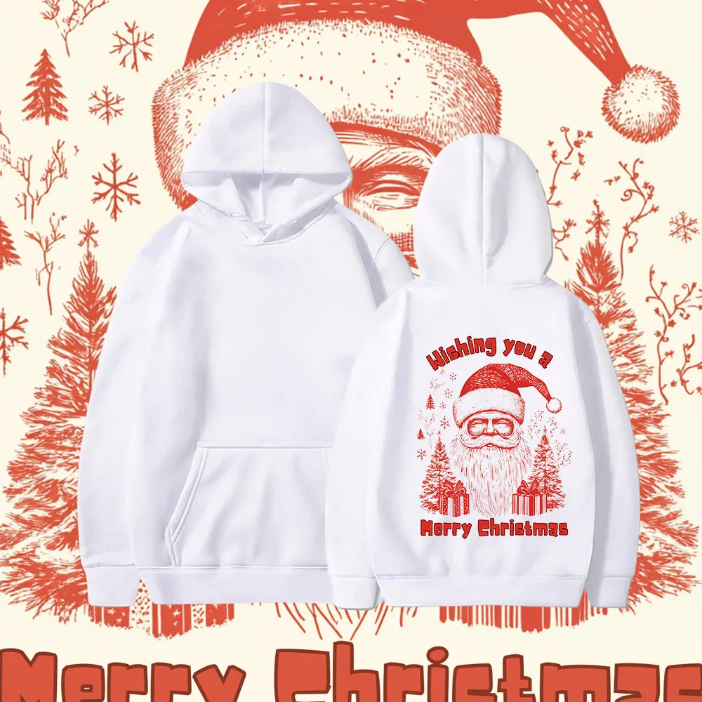 Men's Christmas Santa Print White Fleeced Hoodie sold by Shopnova product image thumbnail 2