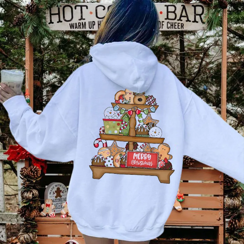 Women's Xmas Dessert Print Fleeced Hoodie sold by Shopnova