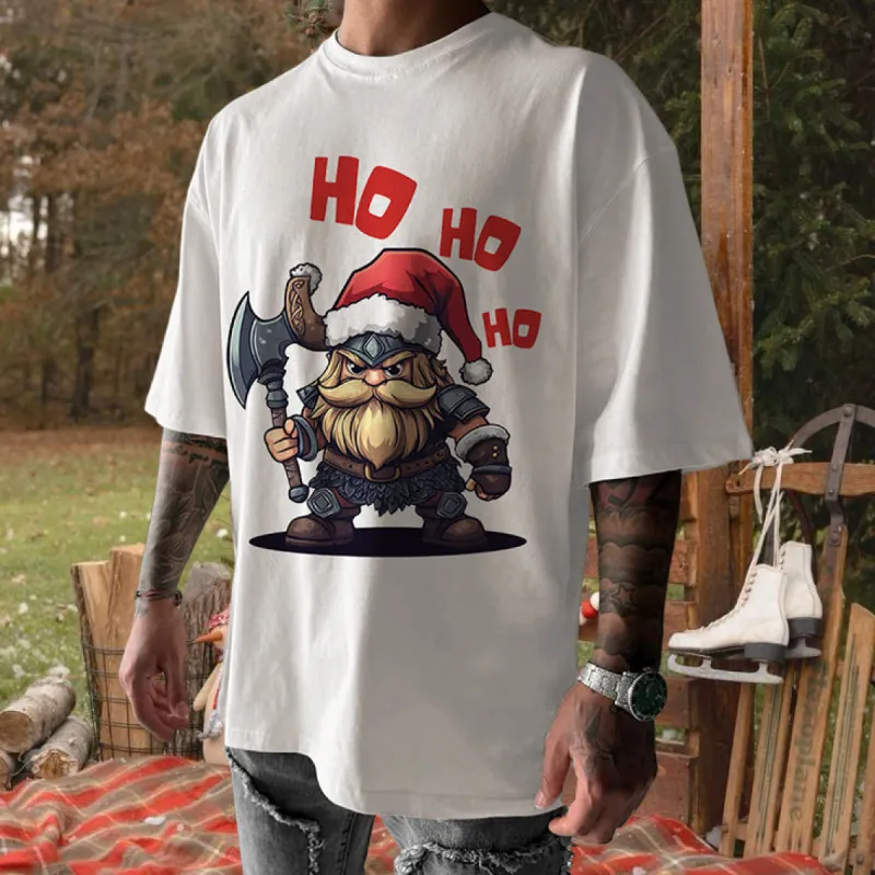 Viking HO HO HO Print Men's Xmas Print T-shirt sold by Shopnova